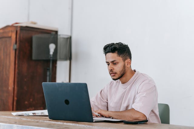 person working on  a computer